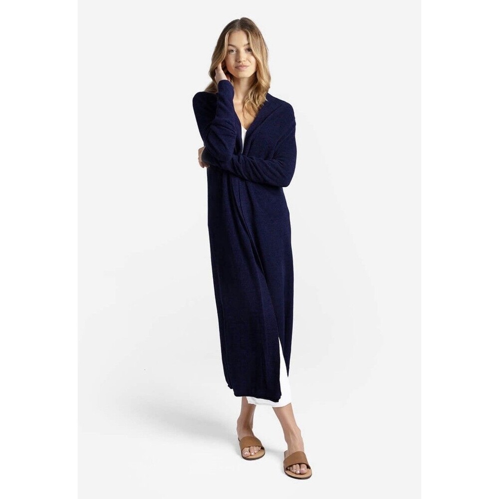 Sunday Citizen Cloud Cool Light Long Longline Open Front Cardigan Blue Small/Med